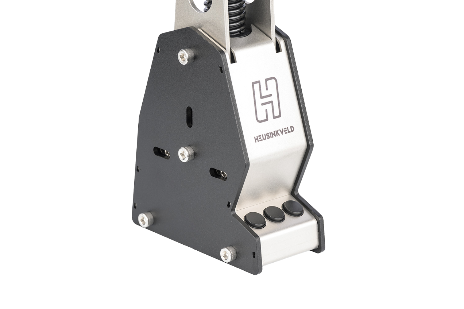 Trak Racer UK MagShift sequential shifter and handbrake setup with black and silver components for racing simulation.