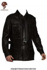 Men's Retro Leather Duster Trench Coat | Premium Black Cowhide | Full Length | Vintage Western