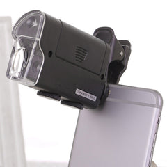 60X-100X Times Phone Microscope Clip Magnifying Jewelry Loupe With LED Light, 60X-100X Clip