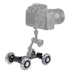 Floor Table Video Slider Track Dolly Car for DSLR Camera , Black