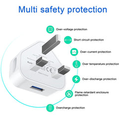 5V / 1A (UK Plug) USB Charger Adapter For  iPhone, Galaxy, Huawei, Xiaomi, LG, HTC and Other Smart Phones, Rechargeable Devices