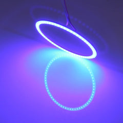 70mm 5W 180LM Angel Eyes Circles Car Headlight COB LED Lights for Vehicles, DC 12-24V, 70mm Blue Light, 70mm White Light