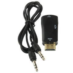 Full HD 1080P HDMI to VGA and Audio Adapter for HDTV / Monitor / Projector, HDMI Male to VGA + Audio (Black)