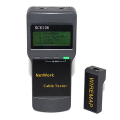 Portable Wireless Network cable Tester SC8108 LCD Digital PC Data Network CAT5 RJ45 LAN Phone Cable Tester Meter, RJ45 Black