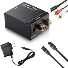 Analog RCA to Digital Optical Coaxial Toslink Audio Converter(Black), 2RCA to Spdif+Coaial