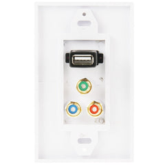 USB 2.0 Female Plug + 3 RCA Female Plugs Wall Plate Panel