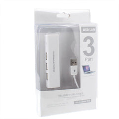 1 Port USB Network With 3 Port USB Hub To Female RJ45 Ethernet Lan Adapter Card, USB 2.0