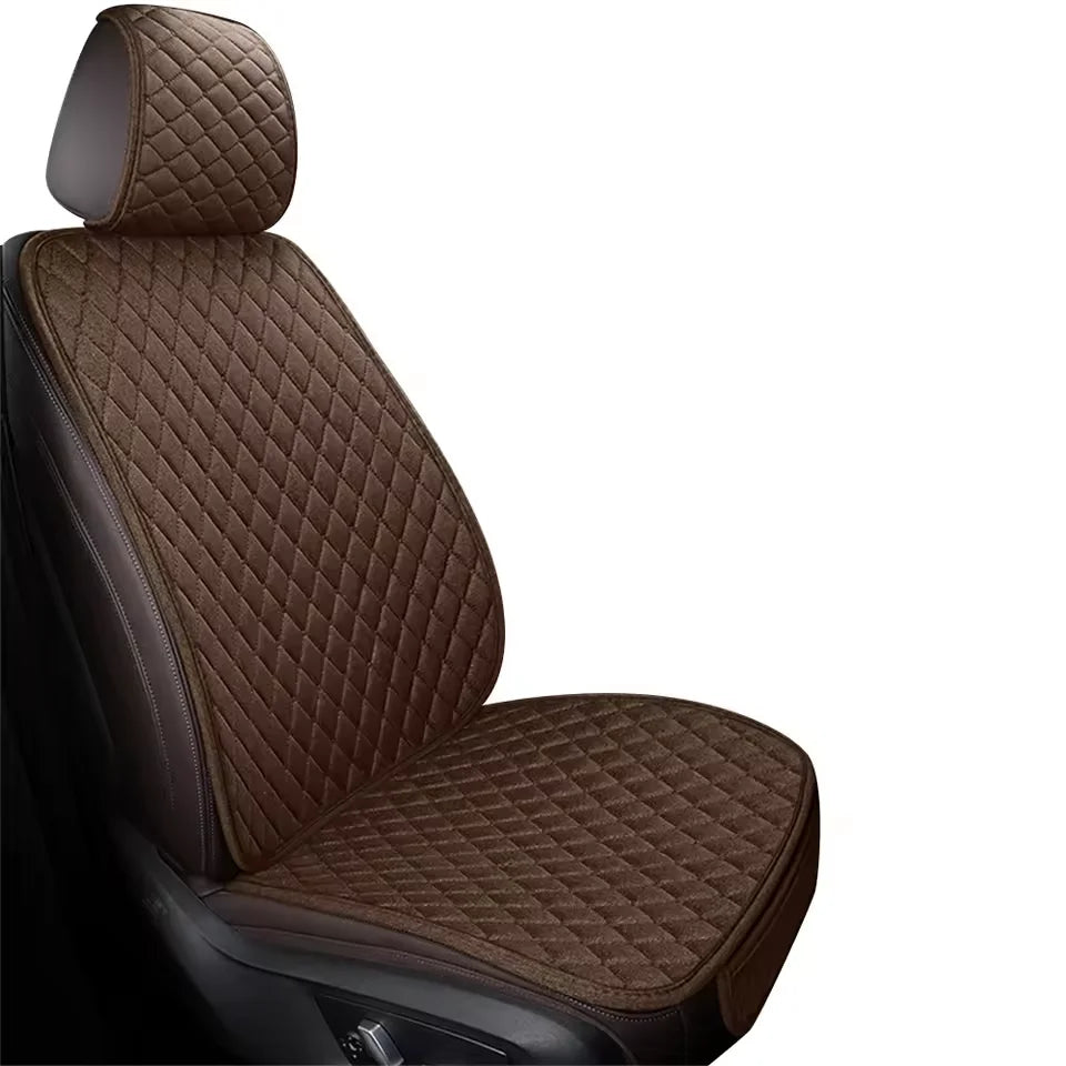 Eliteridegear universal flax car seat cover with front and rear cushions, breathable and comfortable protector mat inside a vehicle