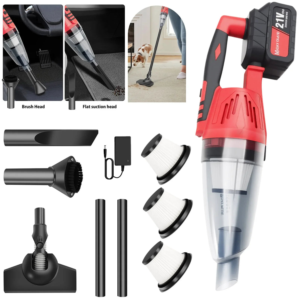 DayPlus Cordless Car Vacuum Handheld Suction Pet Hair