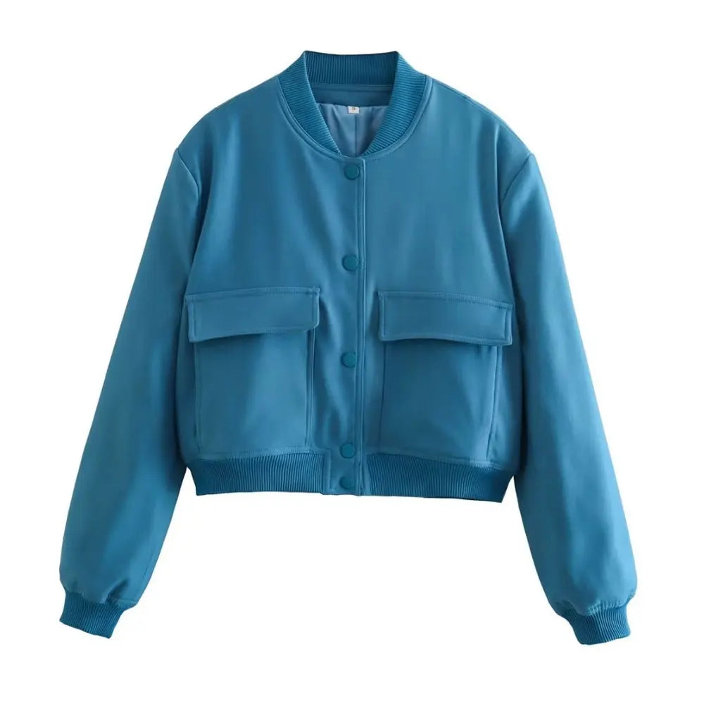 Adistore SLTNX TRAF women's bomber jacket with long sleeves and front pockets, stylish ladies jacket for casual wear