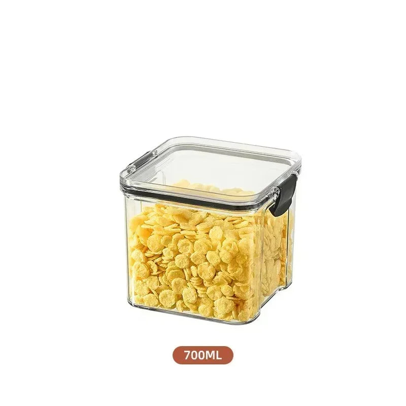 Adistore airtight food storage containers set with clear plastic lids and multiple sizes for kitchen organization and freshness.