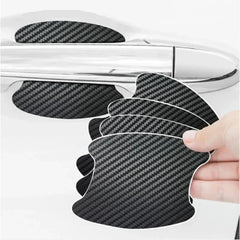 Set of four Eliteridegear carbon fiber car door handle protective film stickers, scratch-resistant covers for vehicle exterior.