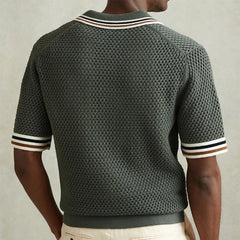 Casual hollow-out knitted men's vintage shirt with pockets, featuring a relaxed fit and stylish design by Adistore.