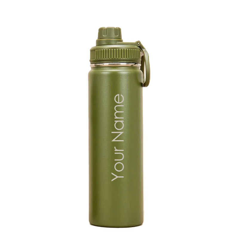 Adistore 24oz stainless steel insulated water bottle with vacuum sports cup, featuring a sleek design and spill-proof lid.