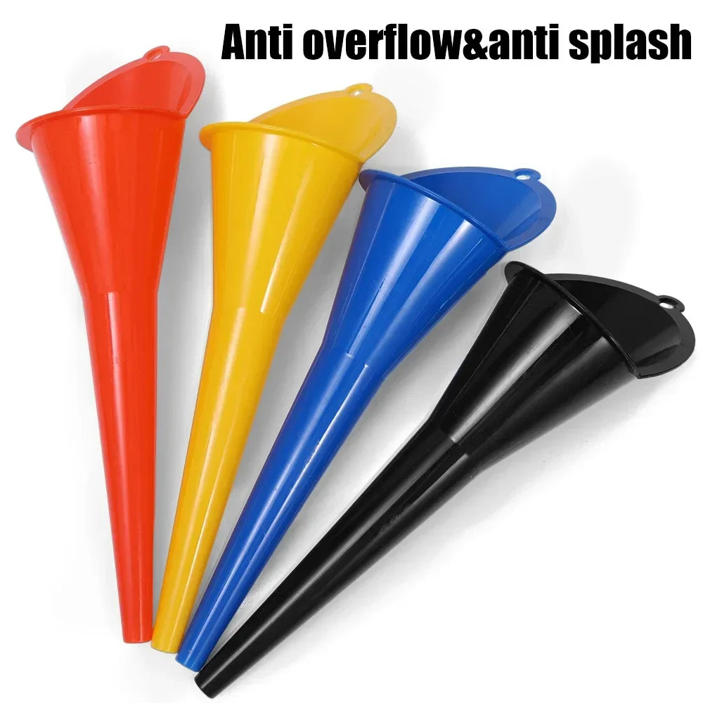 Eliteridegear car long stem plastic fuel funnel with anti-splash design for gasoline and oil refilling on motorcycles and vehicles