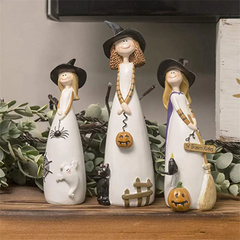 Hign-concerned Halloween Witch Figurines Resin Cute Decor