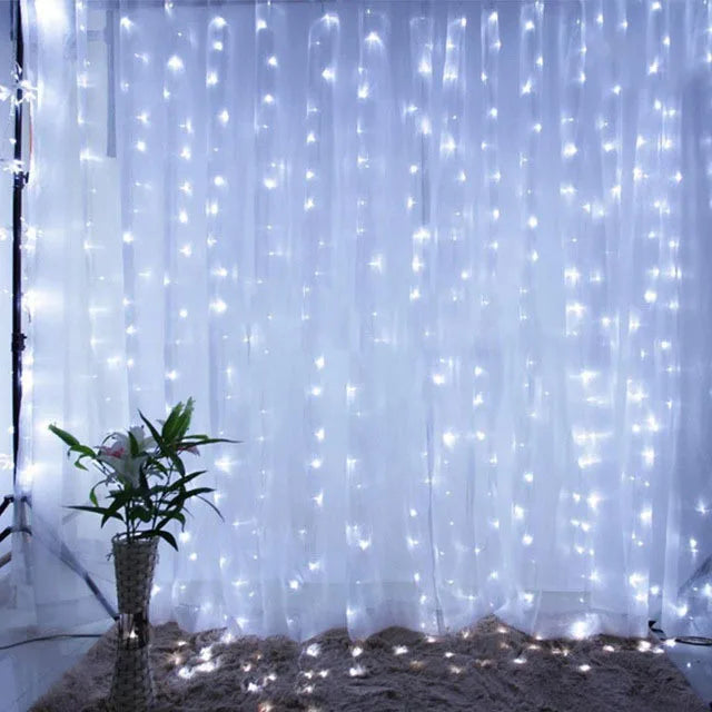 FENGRISE LED Curtain Garland Lights With Remote USB Wedding