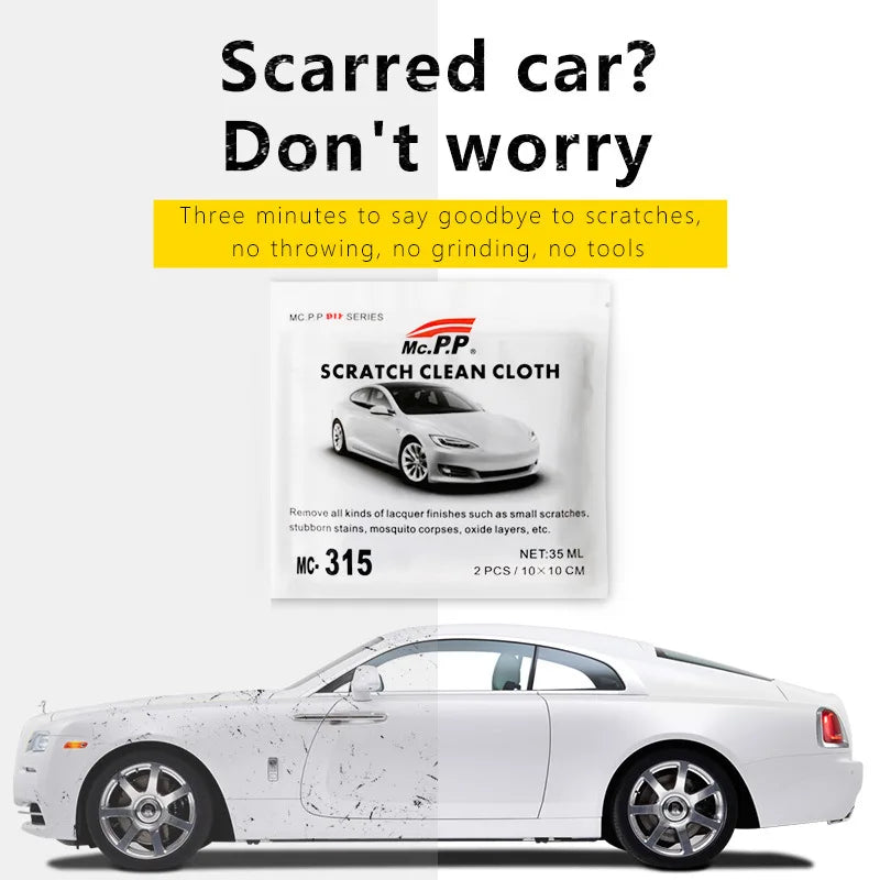 Eliteridegear Nano Sparkle Cloth for car scratch repair, showing the multifunctional magic polishing cloth in use on a vehicle surface.
