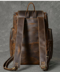 Vintage Crazy Horse Leather Men’s Hiking Backpack