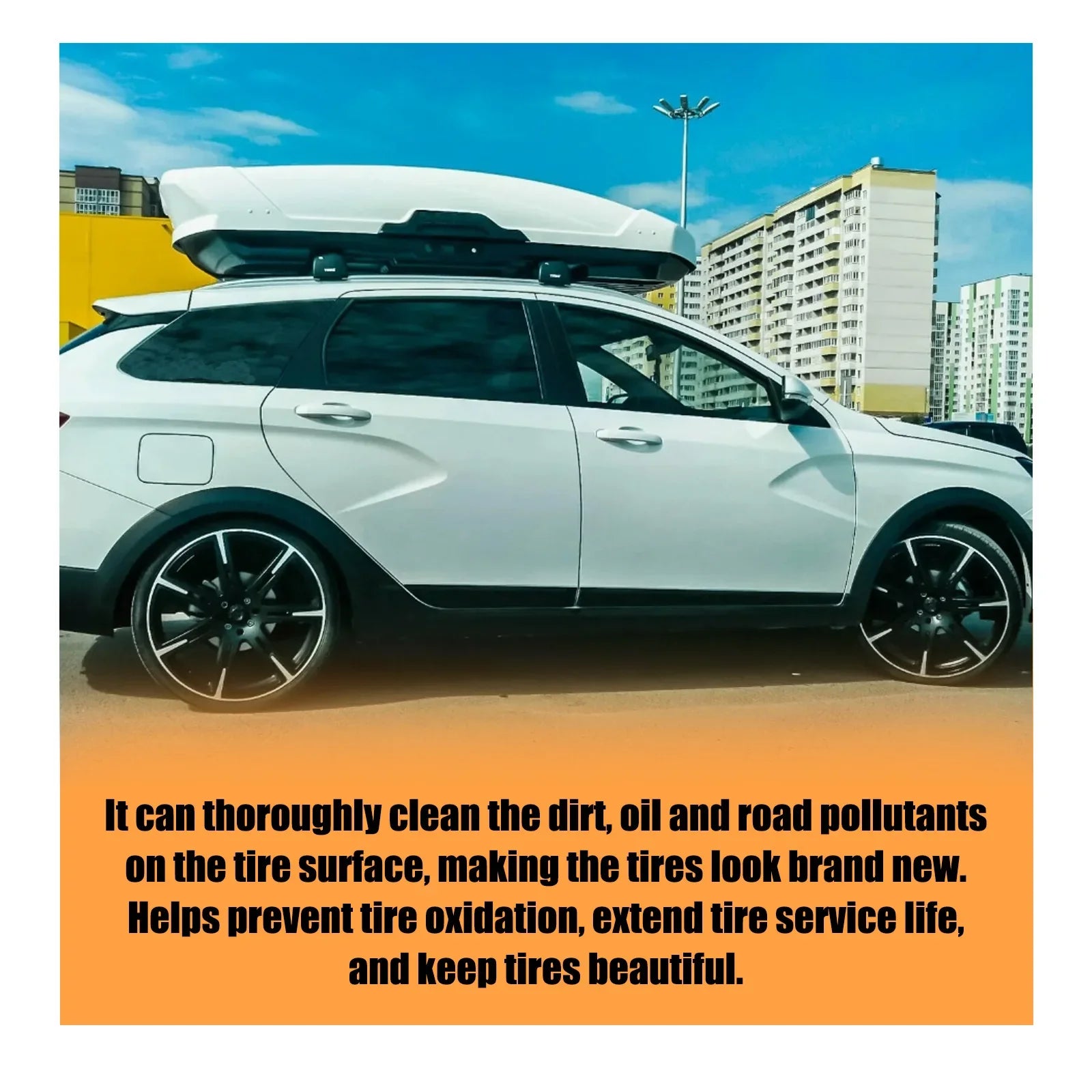 Rayhong 120ML car tire cleaner by Eliteridegear showing a bottle of tire rust removal and surface maintenance solution.