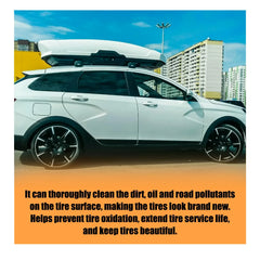 Rayhong 120ML car tire cleaner by Eliteridegear showing a bottle of tire rust removal and surface maintenance solution.