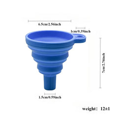 Eliteridegear foldable portable funnel, ideal for fuel, beer, oil, and kitchen use, shown in a compact, collapsible design.