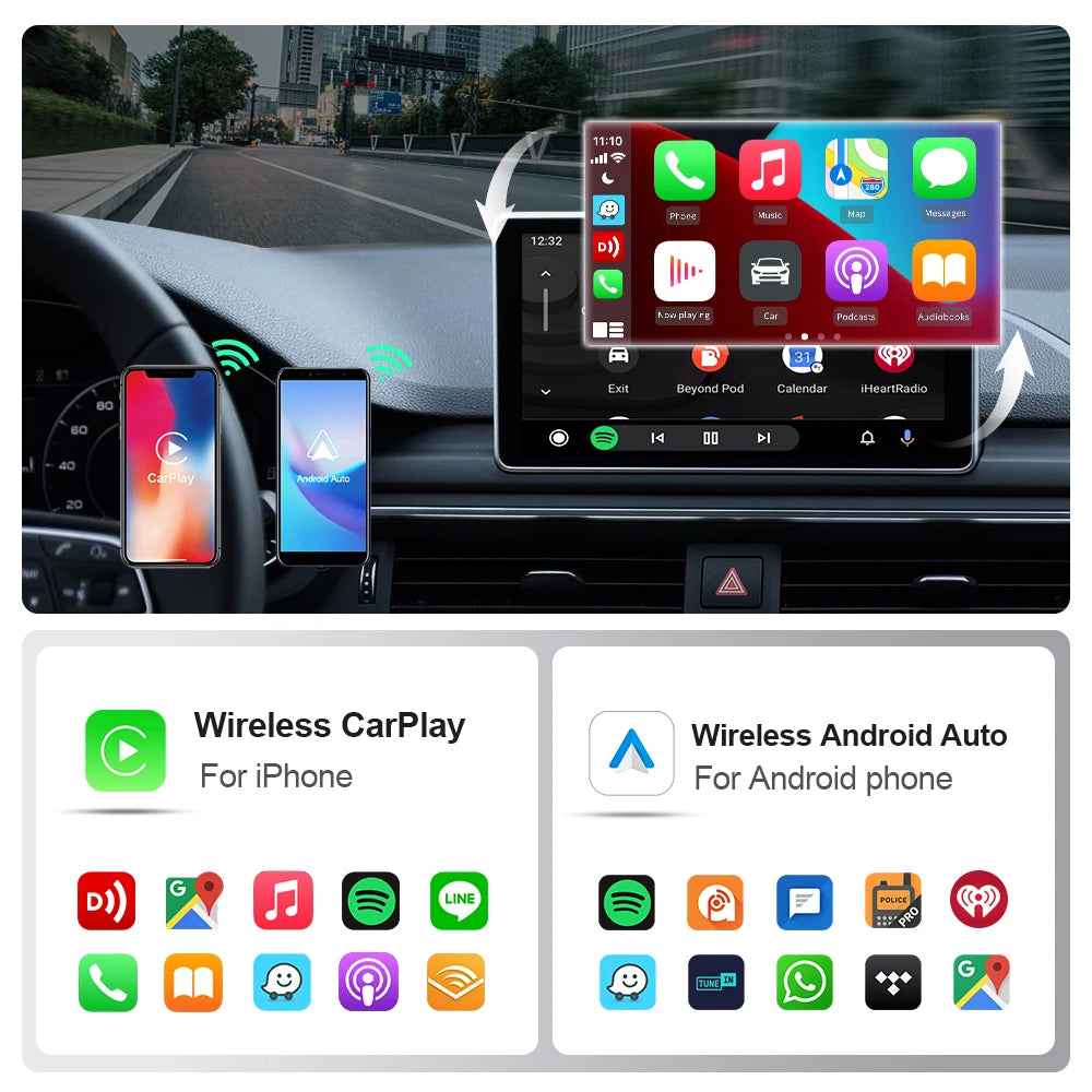 Qzonnect 2025 New Wireless CarPlay & Android Auto Adapter | Wireless Dongle – Ultra-Compact | For Factory-Wired CarPlay AA