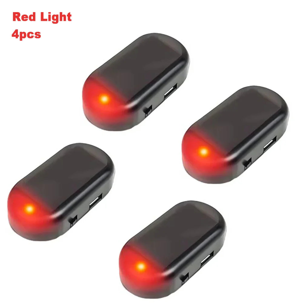 Solar powered dummy security light by Eliteridegear with flashing LED warning lamp for anti-theft car alert and security.