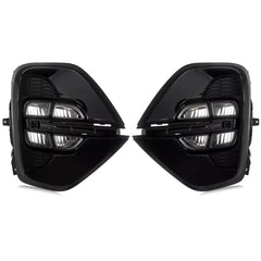 Eliteridegear Quad LED fog light kit with switch, wires, and plug-and-play assembly for cars, visible with LED fog lights and wiring components.