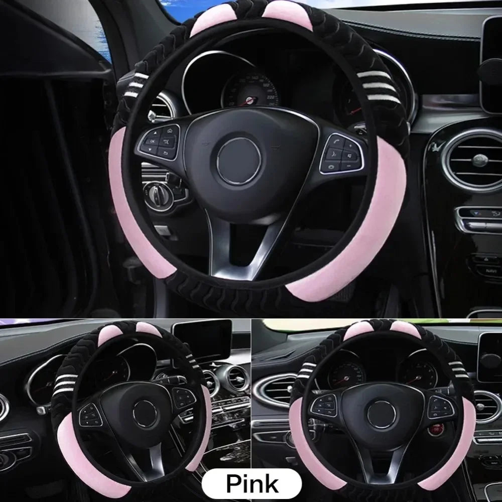 Eliteridegear breathable PU leather anti-slip universal car steering wheel cover with interior decoration design.