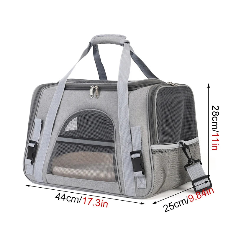 Foldable Adistore pet carrier bag with soft mesh sides for cats and small dogs, ideal for travel and easy to store.