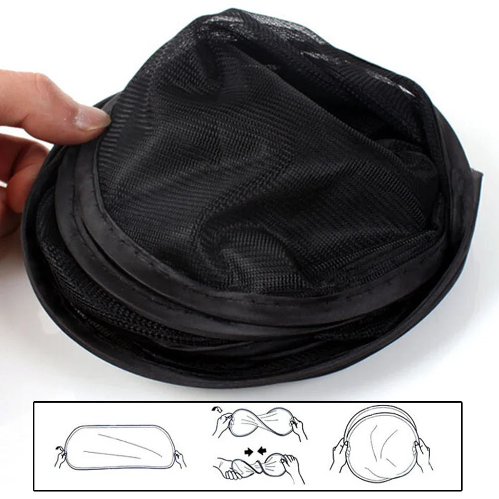 Eliteridegear UV protection car sun shade curtain blocking sunlight and reducing interior heat in a vehicle.