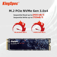 Eliteridegear KingSpec M.2 NVMe SSD in 120GB to 2TB capacities, internal M.2 PCIe hard drive for laptops and desktops.