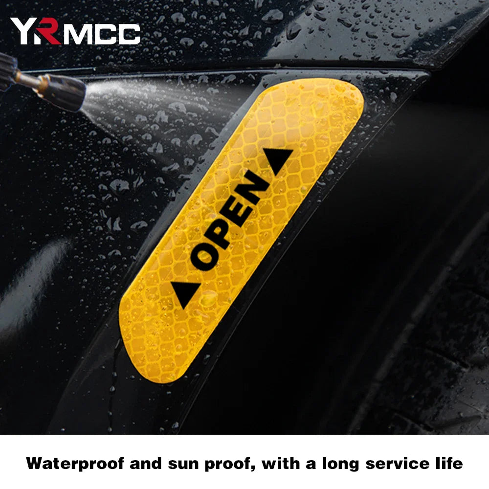 Set of four Eliteridegear reflective car door stickers, safety warning tape for exterior and interior vehicle doors