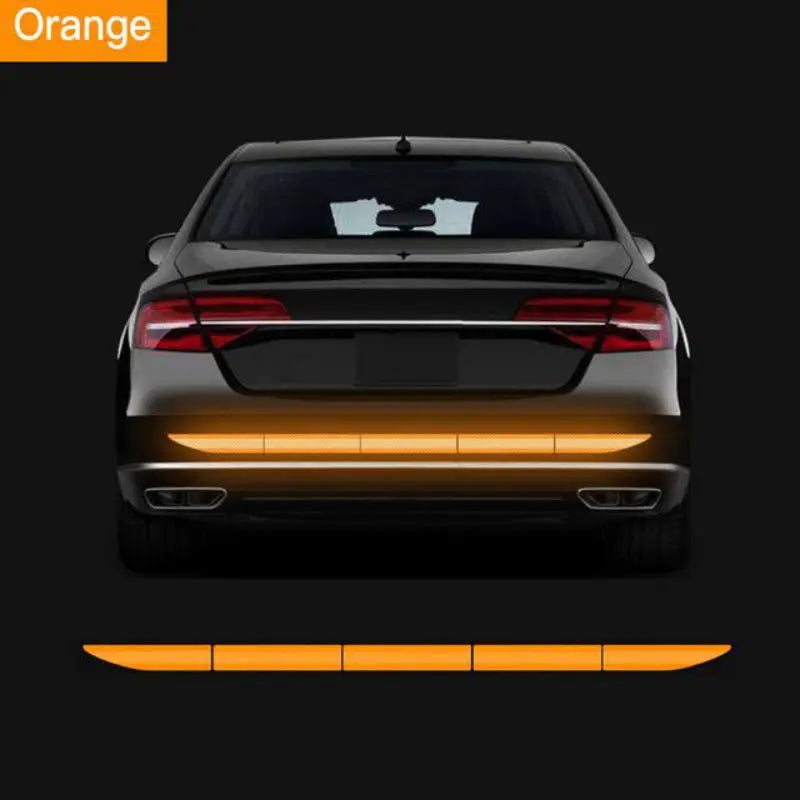 Reflective warning safety tape strips for cars by Eliteridegear, anti-collision reflective strips on a vehicle trunk.