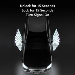 Universal Eliteridegear Car LED Puddle Door Lights with angel wings projection for side mirrors, illuminating the ground when doors open