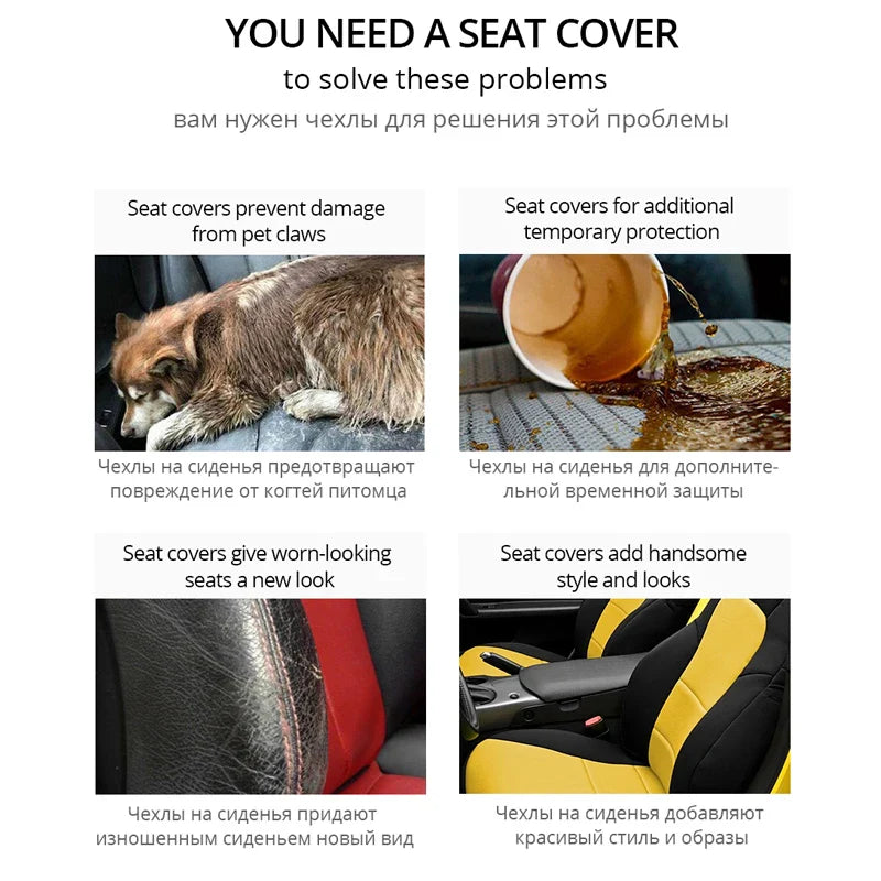 Black universal car seat covers by Eliteridegear, featuring a sporty design in durable PVC material.