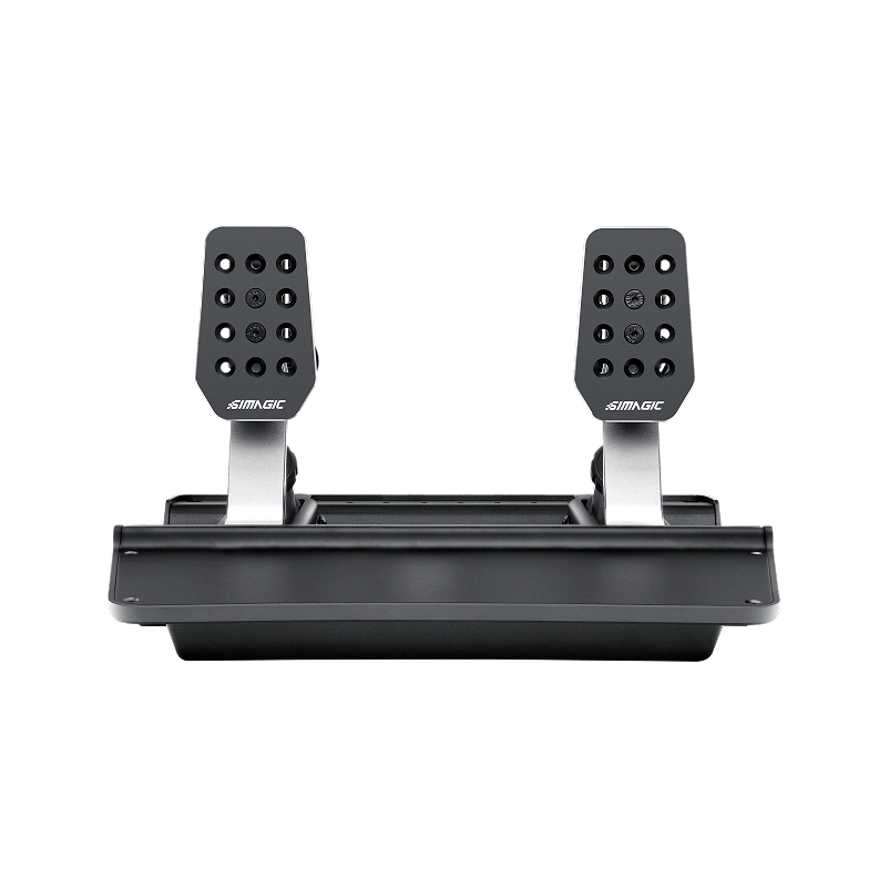 Simagic GT NEO Hub with Alpha EVO Sport 9nm wheel base and P500-2 dual-sensor 2-pedal set for racing simulation.