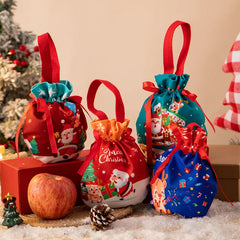 Festive Christmas Gift Bag Drawstring Pouch For Parties