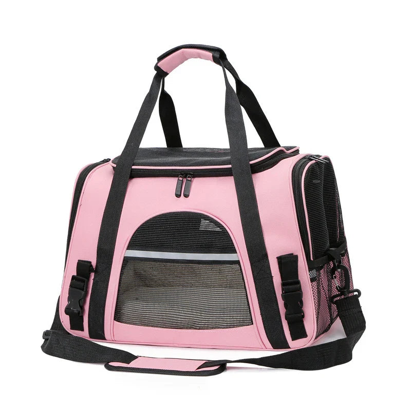 Foldable Adistore pet carrier bag with soft mesh sides for cats and small dogs, lightweight and portable for travel.