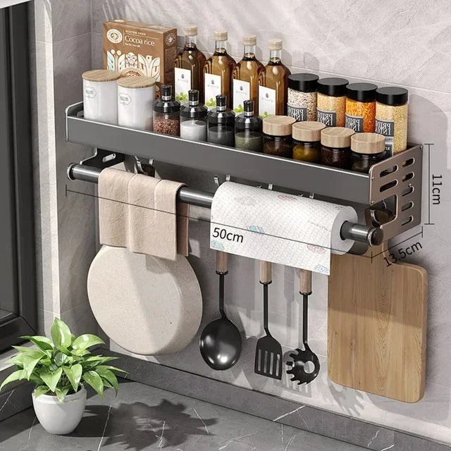 Zapcart Wall Mounted Spice Rack For Home Cooks Space Saving Multifunctional Organizer Durable