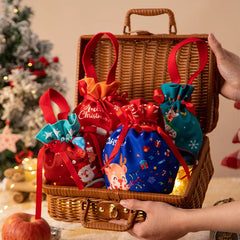 Festive Christmas Gift Bag Drawstring Pouch For Parties
