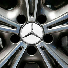 Set of 4/8 silver car wheel center caps for Benz rims, 75mm hub caps, compatible with all models, by Eliteridegear.