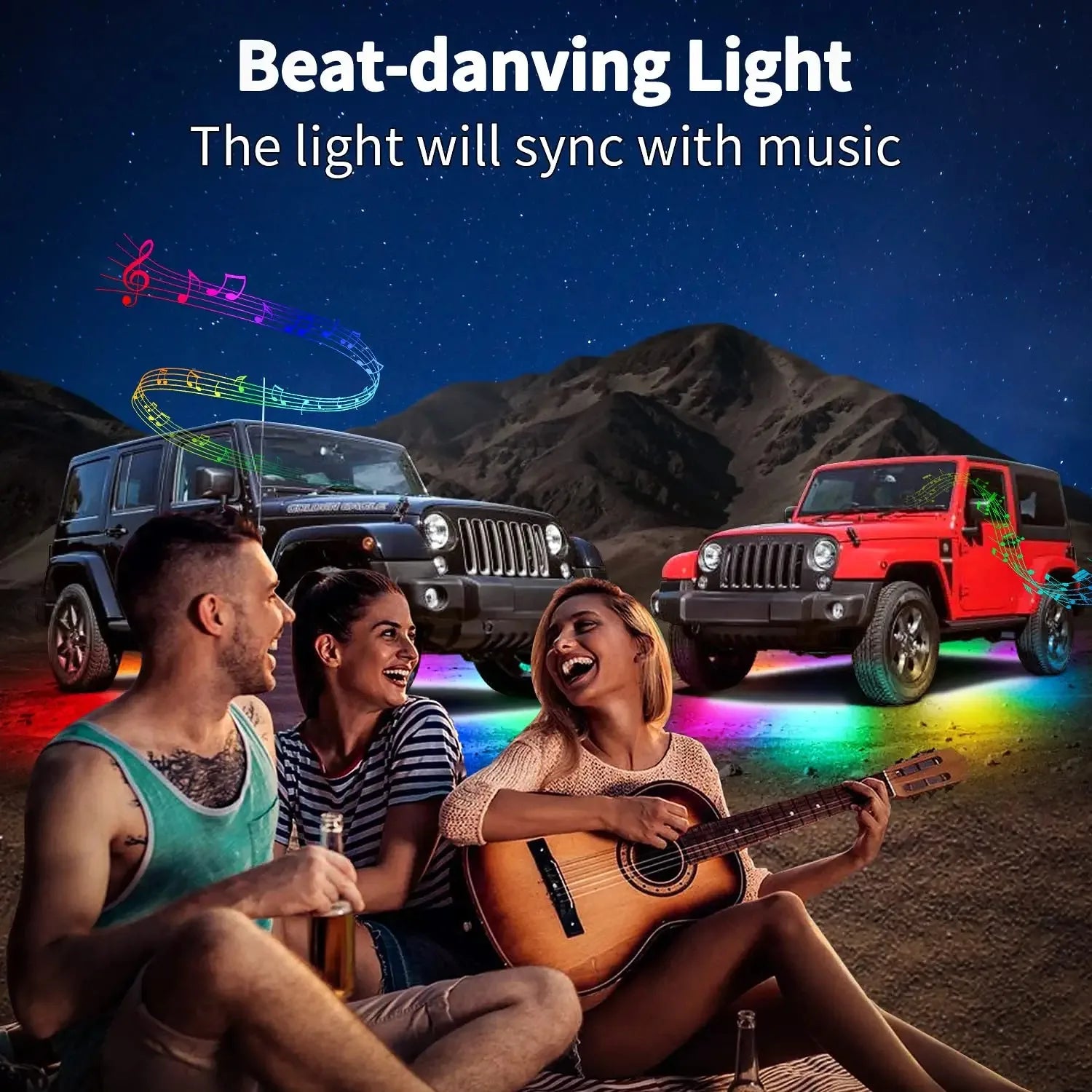 RGB flexible car underglow light strip by Eliteridegear, 12V LED underbody ambient neon lights with app control.