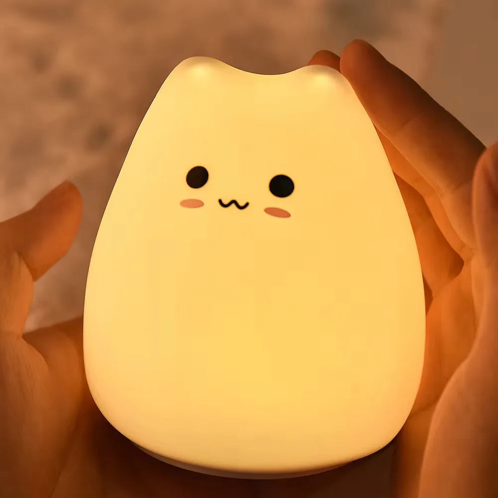 Cute bunny cartoon night light with USB recharge, touch dimming, ideal as a children's bedside sleep gift