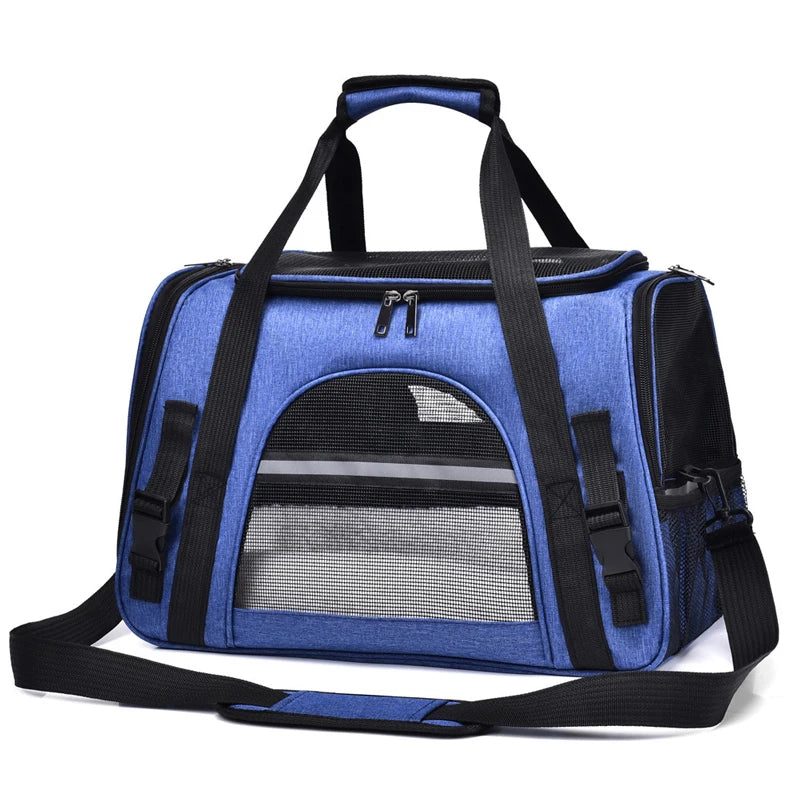 Foldable Adistore pet carrier bag with soft mesh sides for cats and small dogs, portable and lightweight travel carrier.
