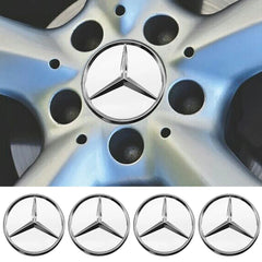 Silver 75mm car wheel center caps for Benz, set of 4 or 8, with emblem, designed for all models, by Eliteridegear