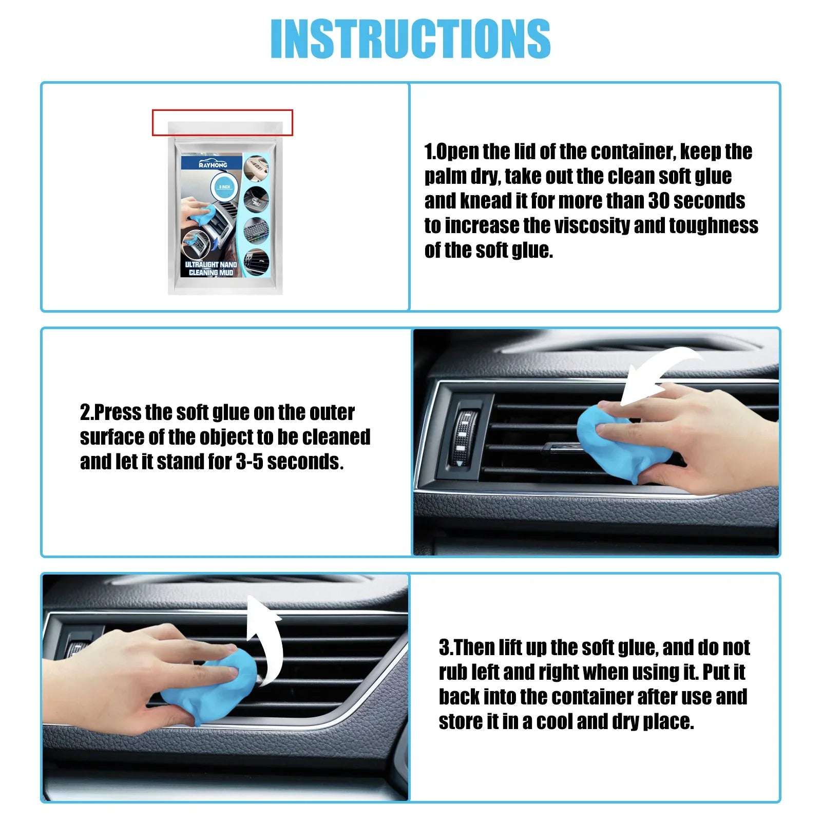 Eliteridegear car dust cleaning mud on dashboard and air vent, used for interior cleaning and dust removal in vehicles.