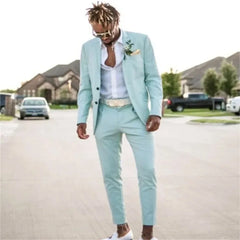 Buttons Beach Wedding Suit For Men Slim Fit Blazer Elegant