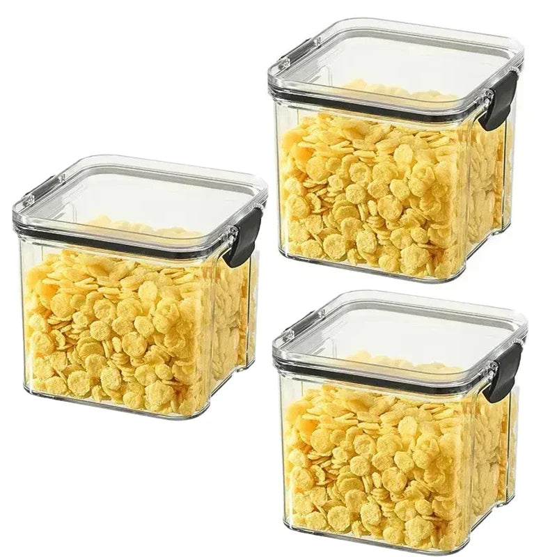 Set of Adistore airtight food storage containers with clear lids and stackable design for kitchen organization and freshness.